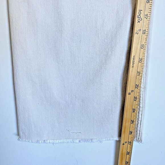 Articles Of Society Cropped Wide Leg Jeans 8/29 Ivory Mid Rise Relaxed Raw Hem - Picture 5 of 13